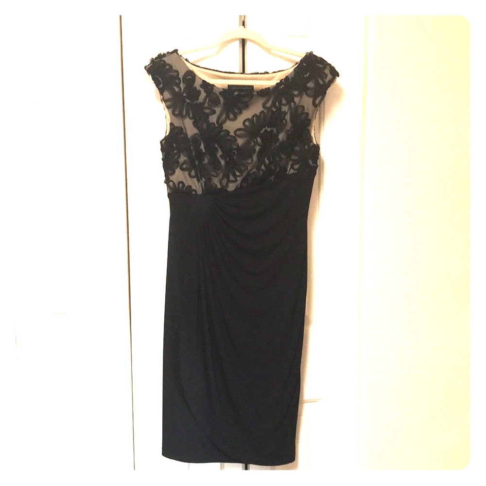 Capped sleeve black dress